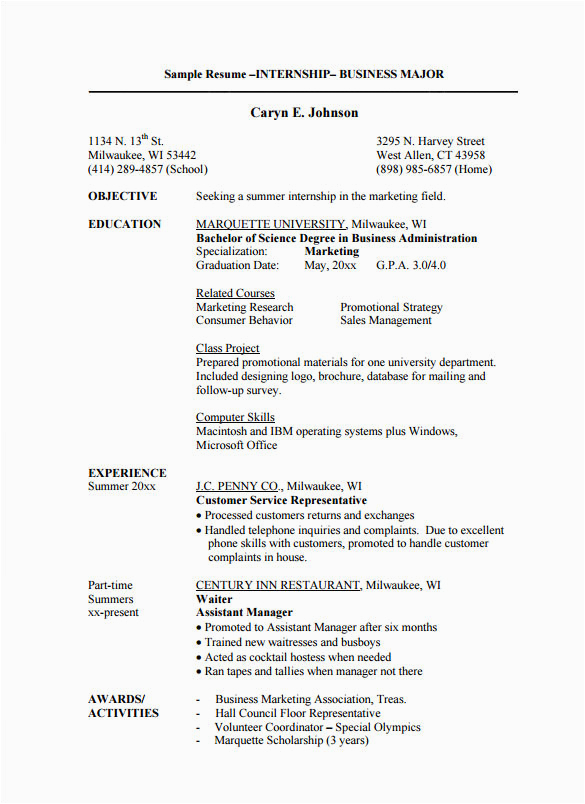 Sample Resume to Apply for Internship 17 Best Internship Resume Templates to Download for Free
