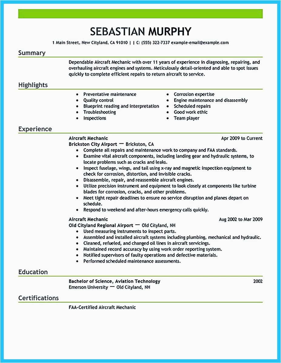 Aircraft Maintenance Engineer Apprentice Resume Sample Successful Low Time Airline Pilot Resume