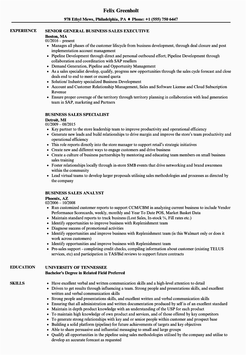 Business to Business Sales Resume Sample Sample Resume for Business Sales B2b Corporate Sales