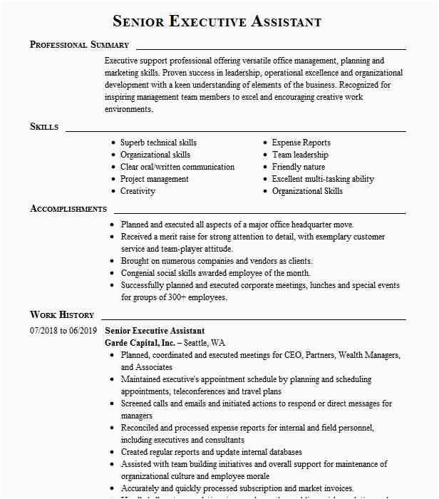 C Level Executive assistant Resume Sample Senior C Level Executive assistant Resume Example Hca Las