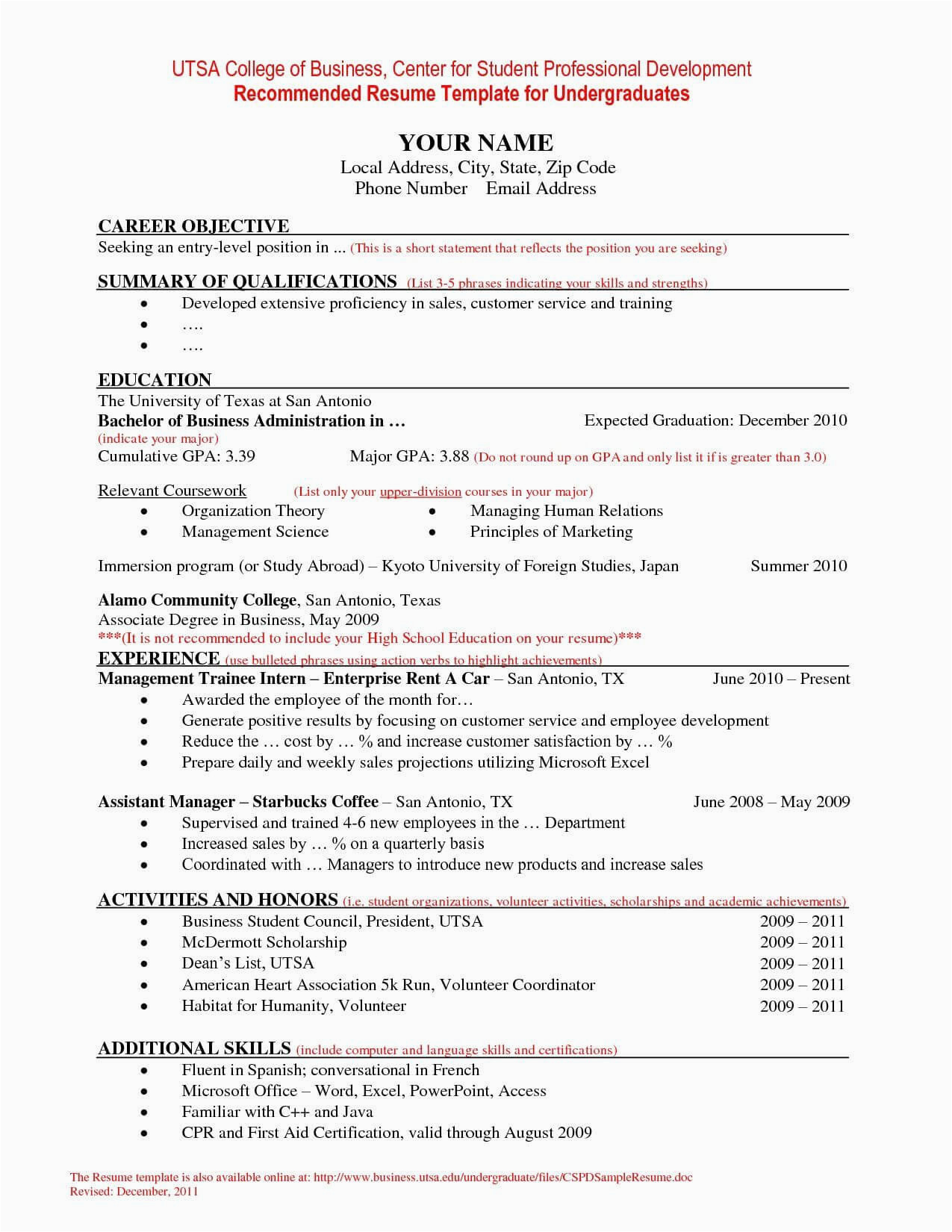 Chronological Resume Sample for College Student College Student Resume Template Microsoft Word