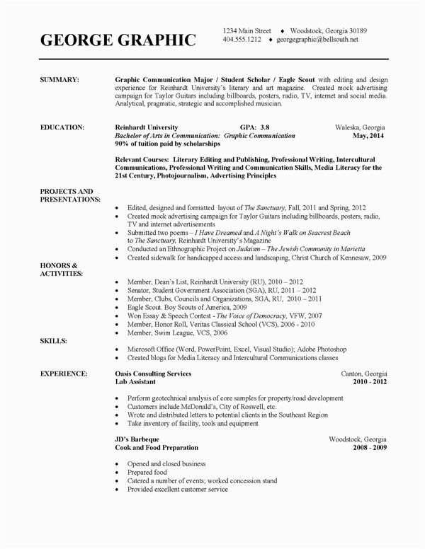 Chronological Resume Sample for College Student Resume Examples for College Students College Examples