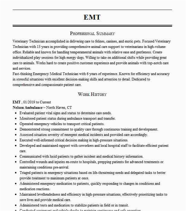 Emt Resume Samples for New Emt Emt Resume Example Fdny Ems New York New York