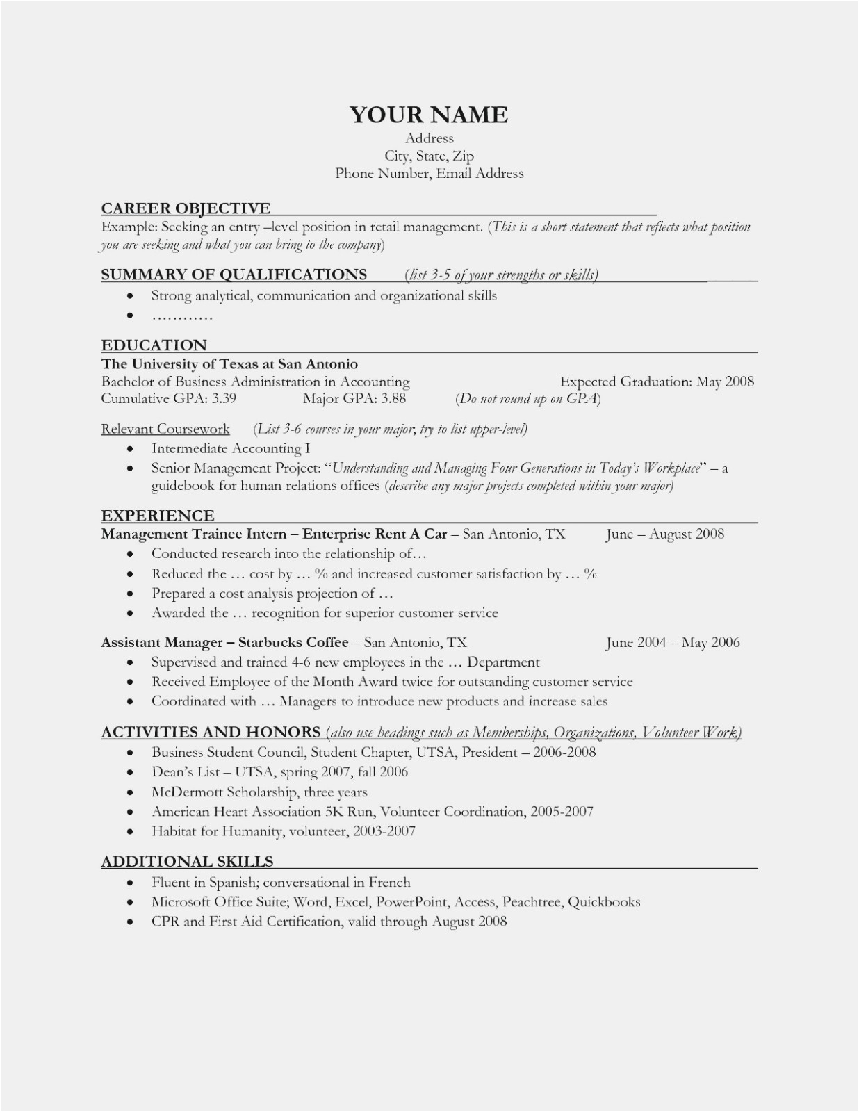 Enterprise Rent A Car Resume Sample Understanding the