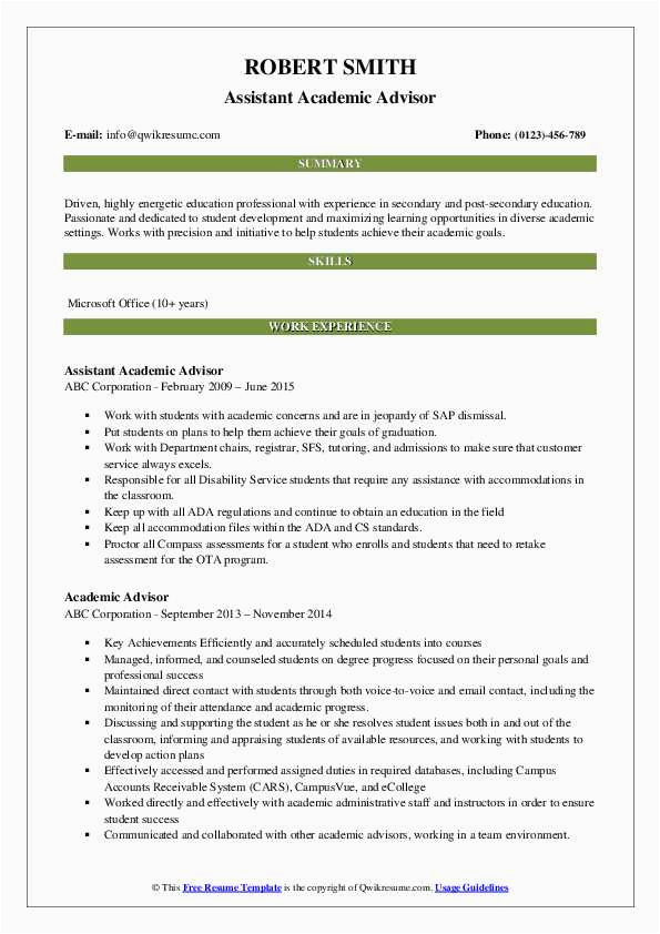 Entry Level Academic Advisor Resume Sample Academic Advisor Resume Samples