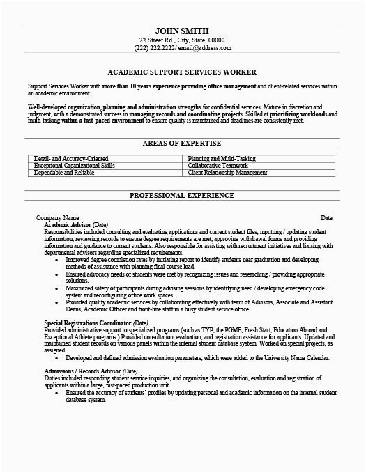 Entry Level Academic Advisor Resume Sample Academic Advisor Resume Template