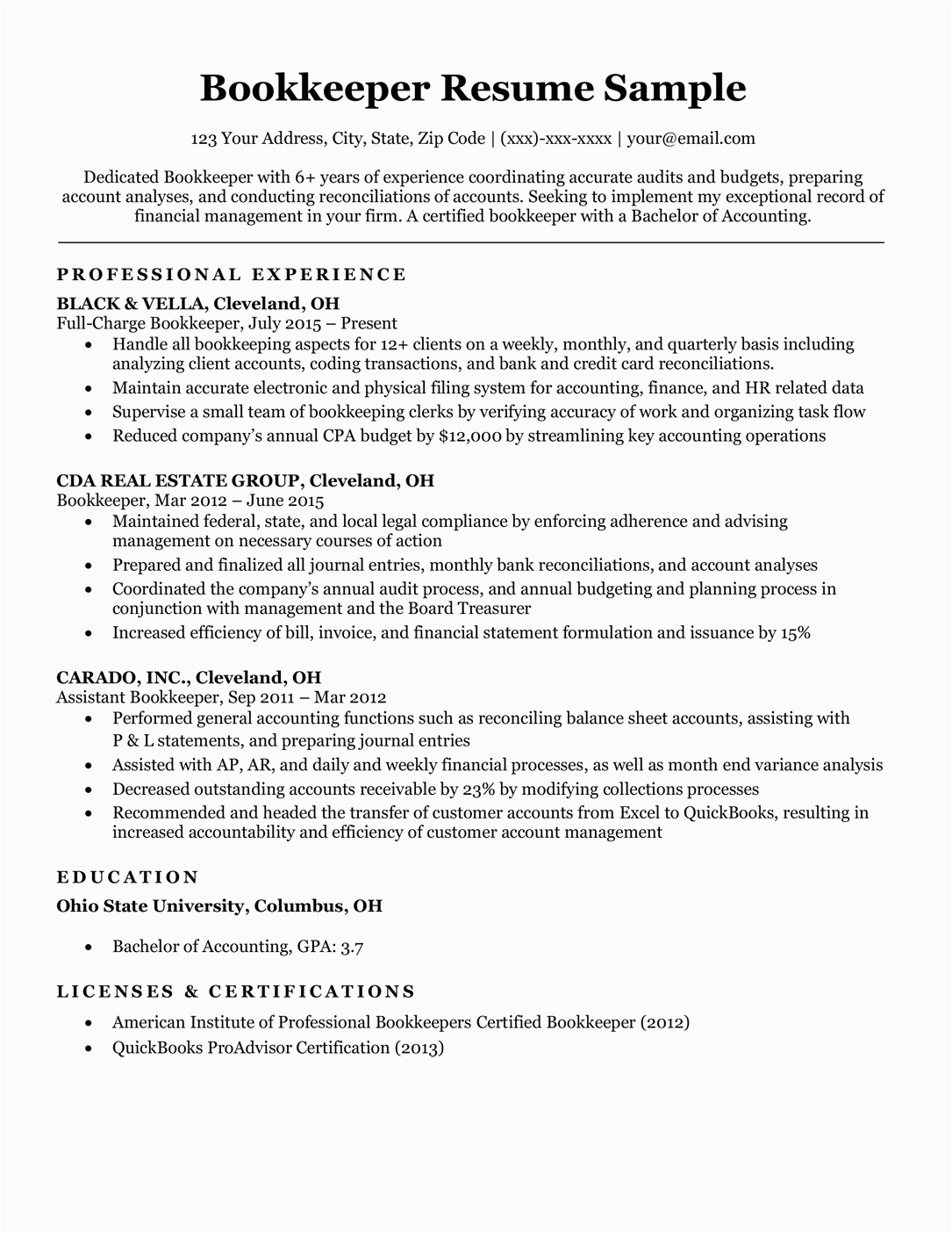Entry Level Accounting Bookkeeping Resume Sample Download Entry Level Bookkeeper Resume Sample Png Rnx