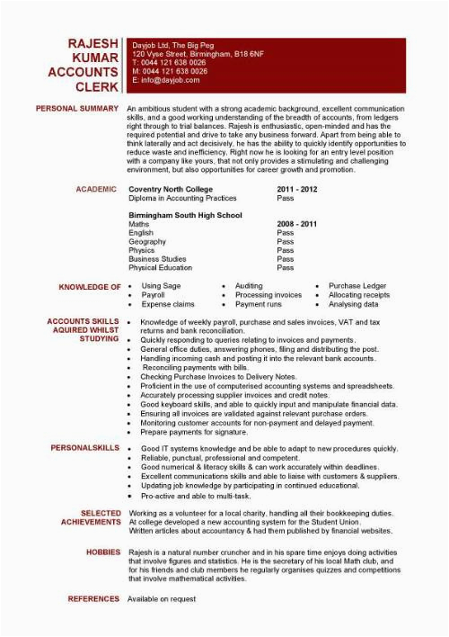 Entry Level Accounting Clerk Resume Sample Student Entry Level Accounts Clerk Resume Template