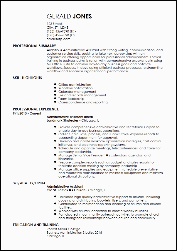 Entry Level Administrative assistant Resume Sample Entry Level Administrative assistant Resume Template Ms