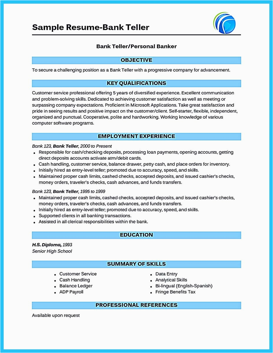 Entry Level Bank Teller Resume Sample Learning to Write From A Concise Bank Teller Resume Sample