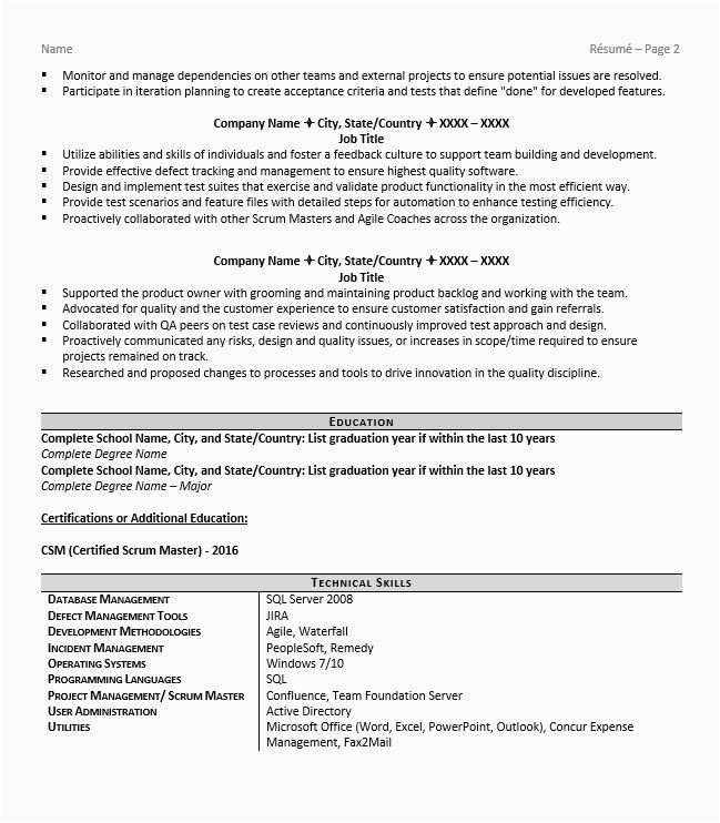 Entry Level Scrum Master Resume Samples Scrum Master Resume Example & Tips for 2018 Zipjob