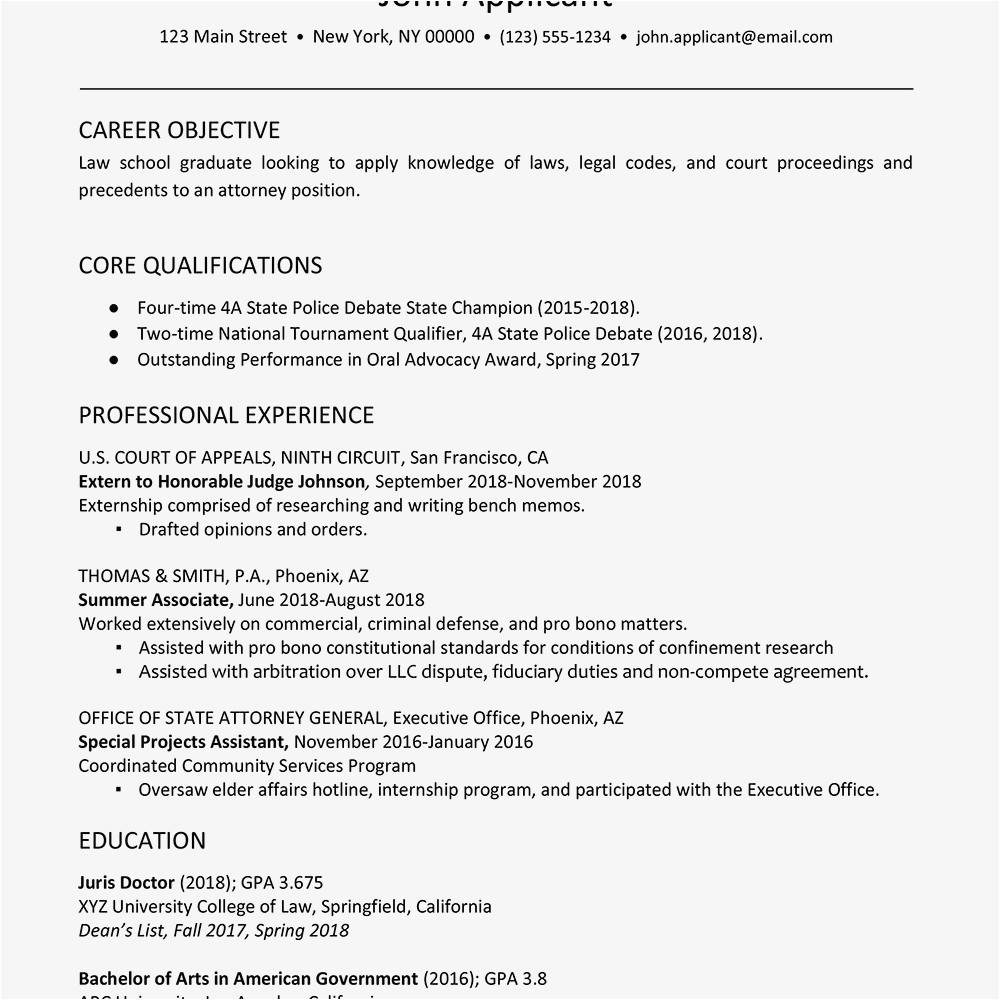 Legal Resume Samples for Law Students Law Student Resume with No Legal Experience