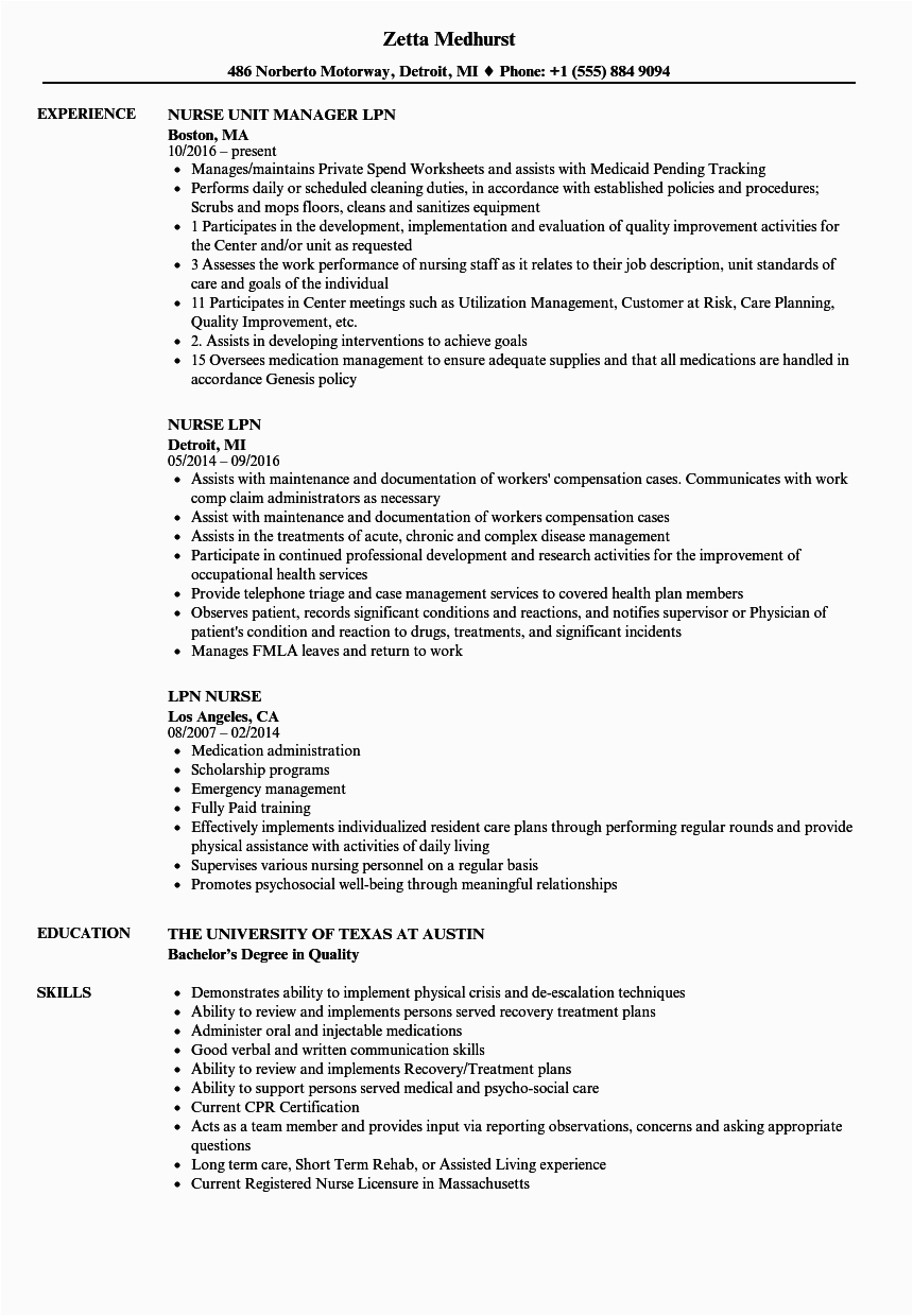 Licensed Practical Nurse Lpn Resume Sample Licensed Practical Nurse Lpn Resume Objective