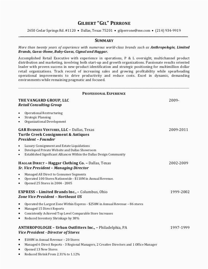 Luxury Retail Sales associate Resume Sample Jewelry Sales associate Resume Luxury Gilbert Perrone