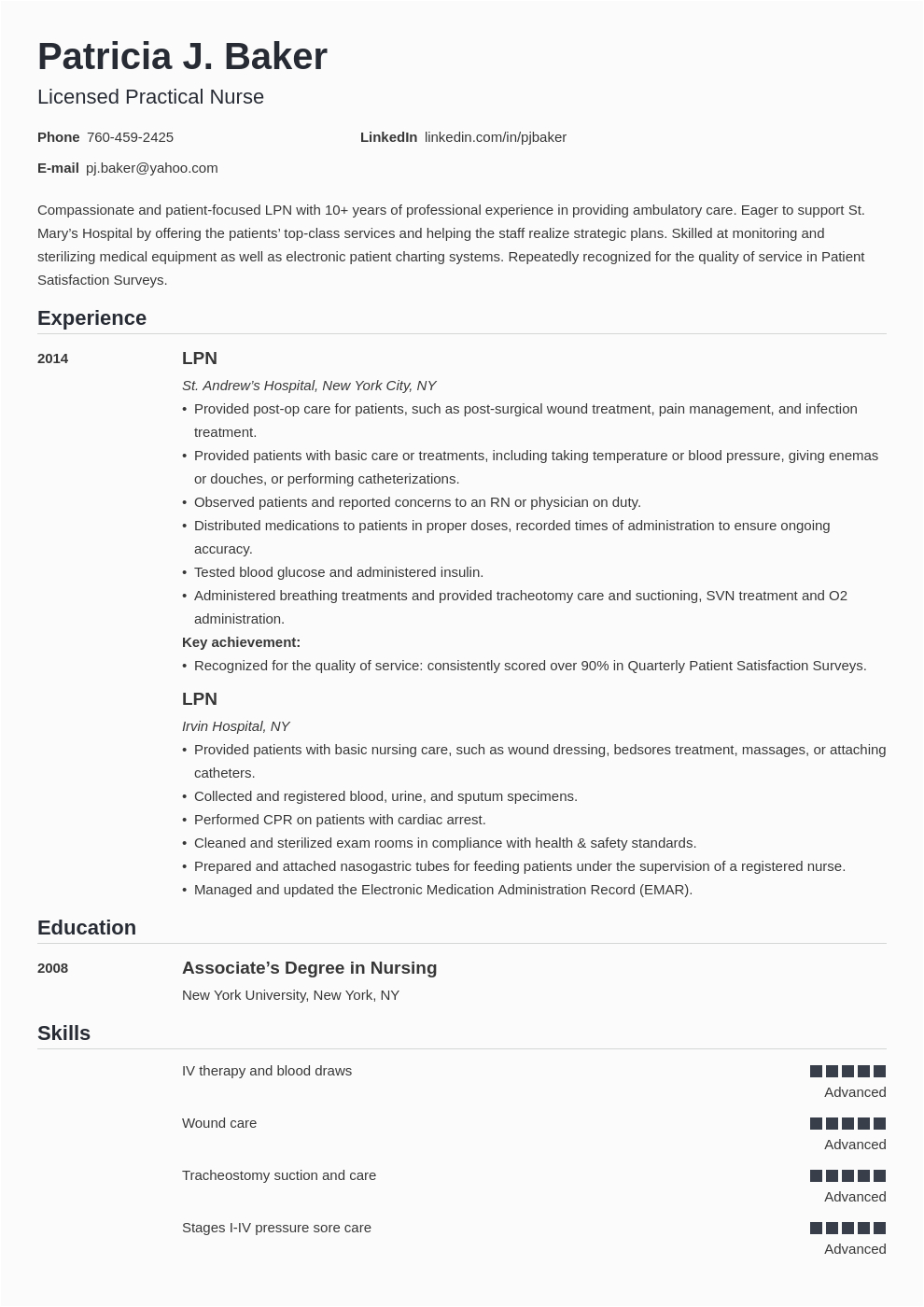 Lvn Resume Sample for A New Grad Lpn Resume Example Template Nanica In 2020