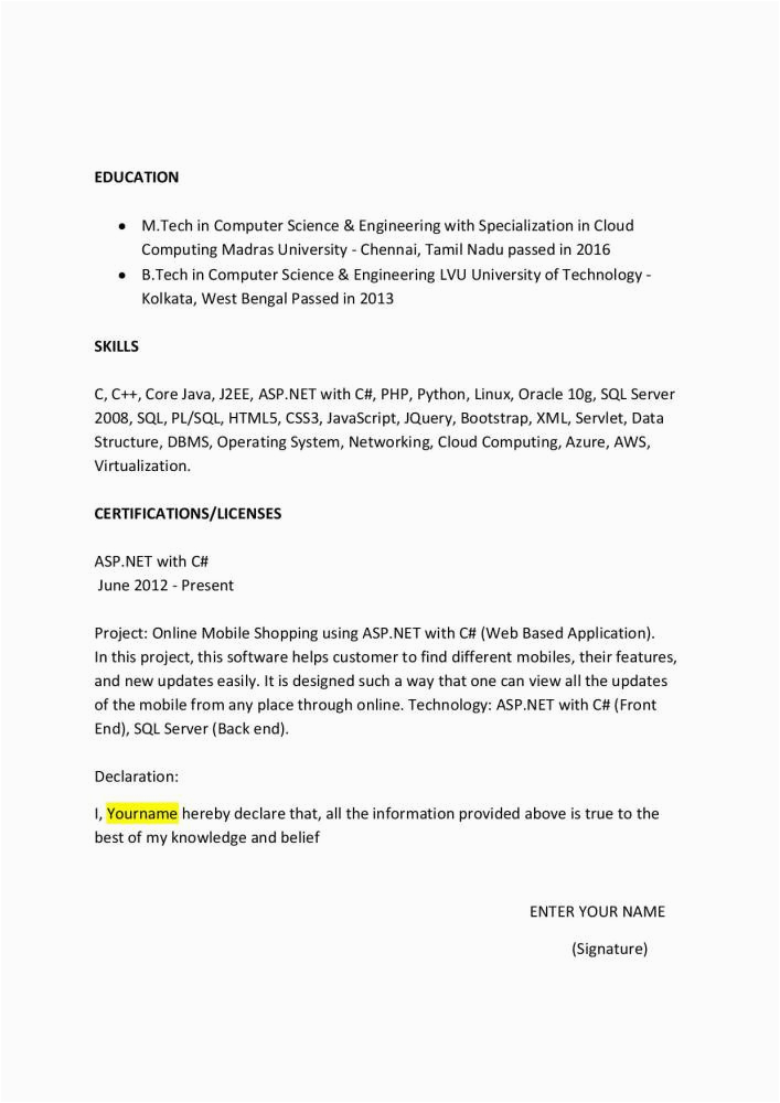 M Tech Resume Sample Free Download Puter Science Engineering Sample Resume Free Download