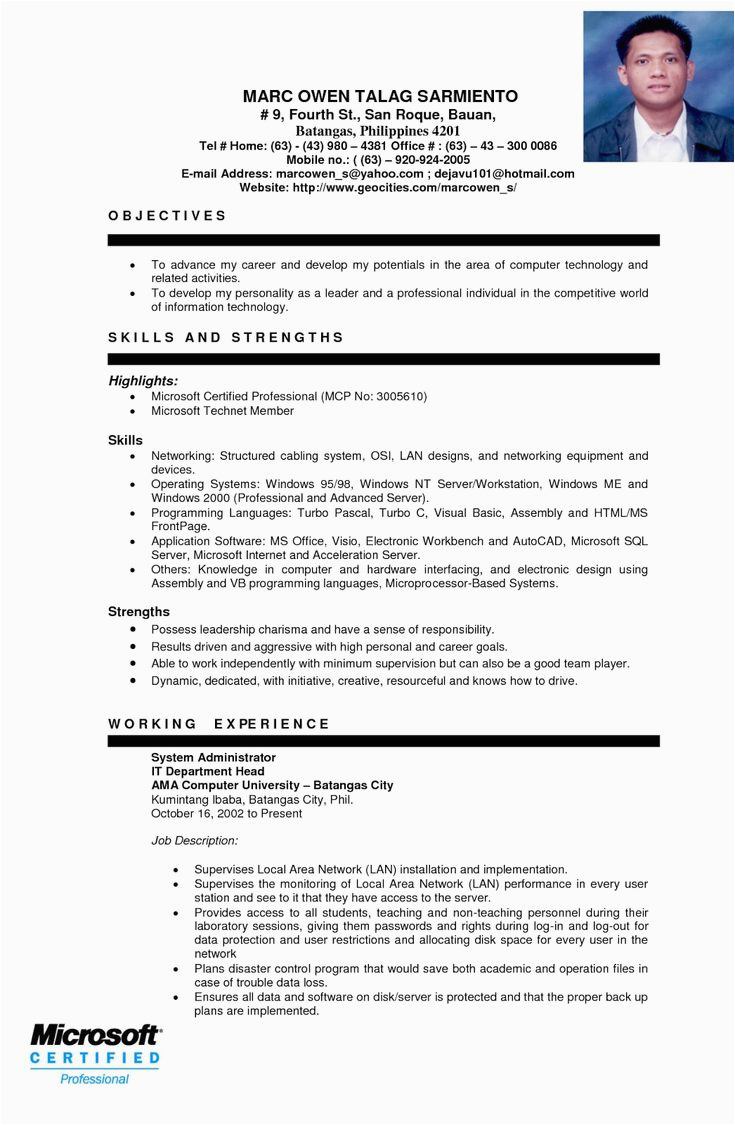 Ojt Resume Sample for Accounting Student Example Of Resume format for Ojt In 2020