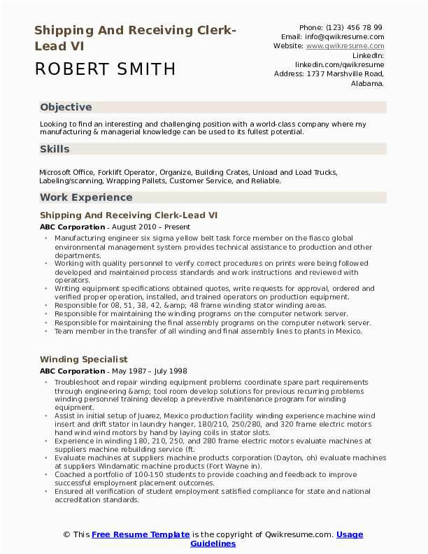 Resume Samples for Shipping and Receiving Clerk Shipping and Receiving Clerk Resume Samples