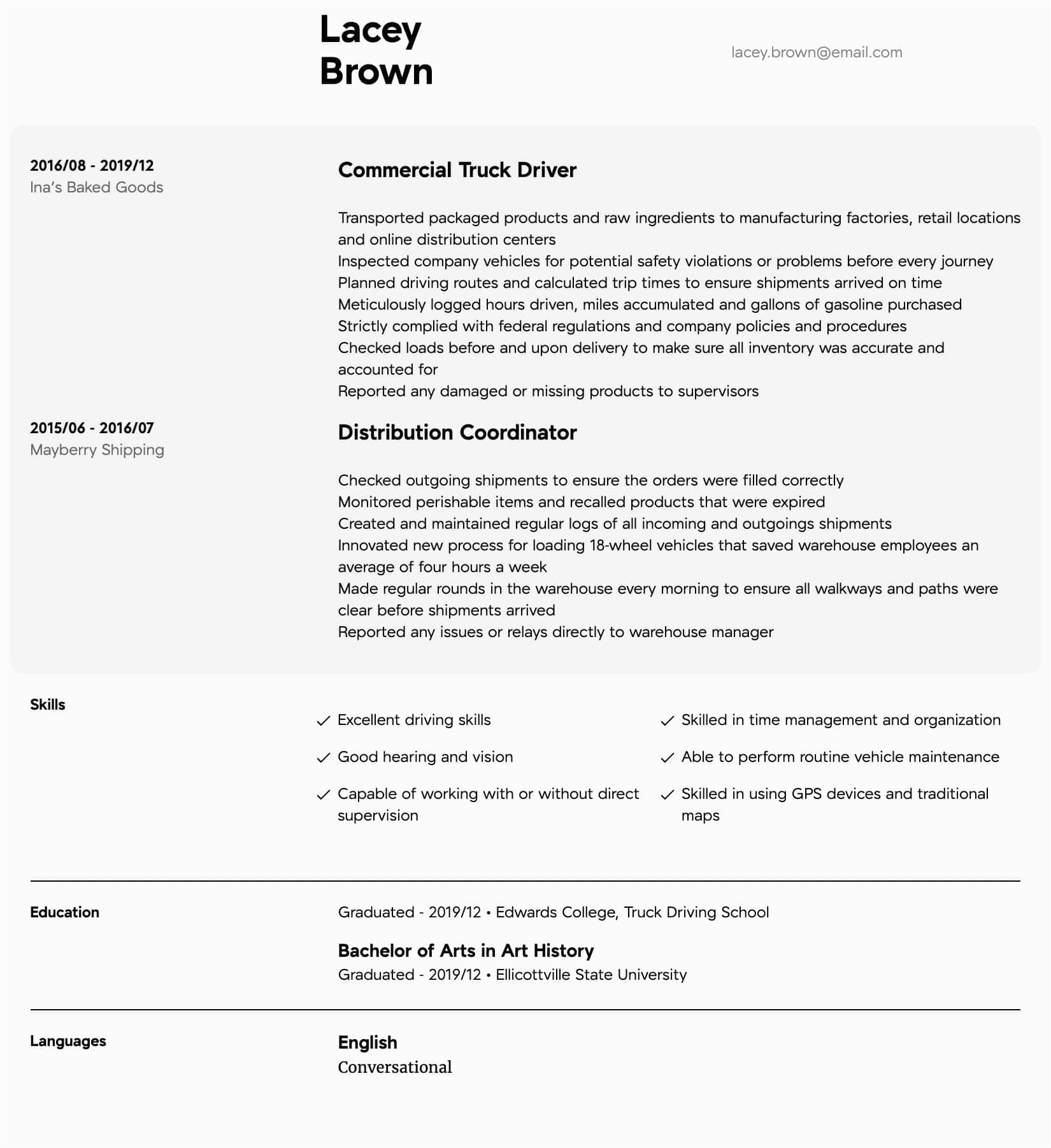 Resume Samples for Truck Drivers with An Objective Truck Driver Resume Samples