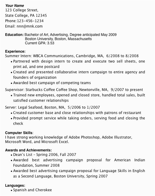 Resume Samples with Little Work Experience Resume Template for College Student with Little Work