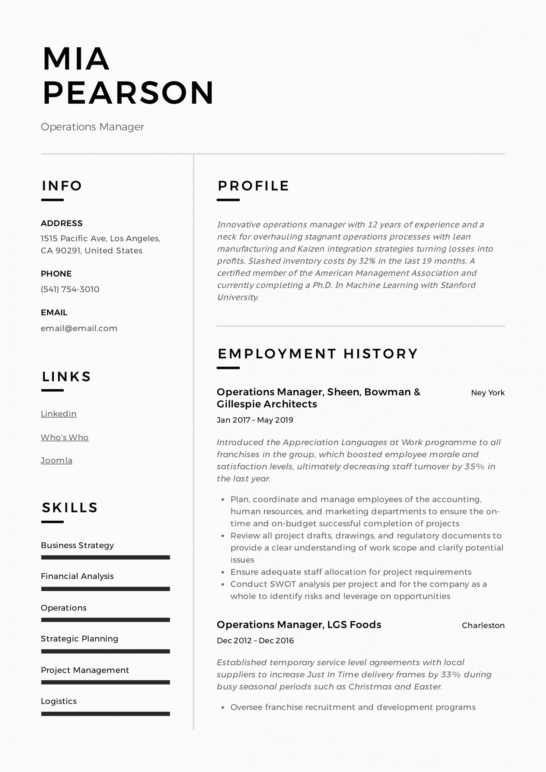 Resume Summary Sample for Operations Manager Operations Manager Resume & Writing Guide