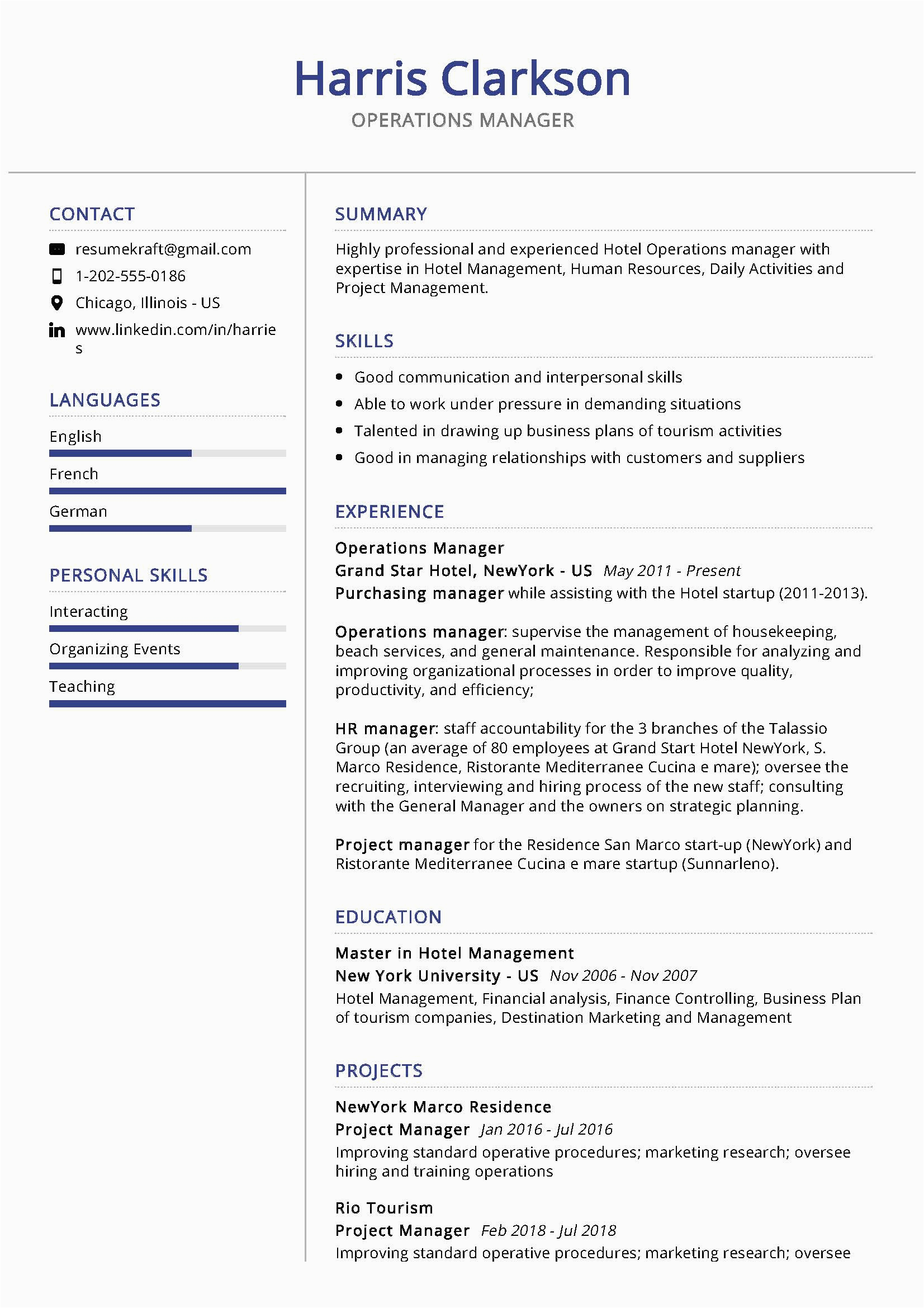 Resume Summary Sample for Operations Manager Operations Manager Resume Sample & Writing Tips 2020