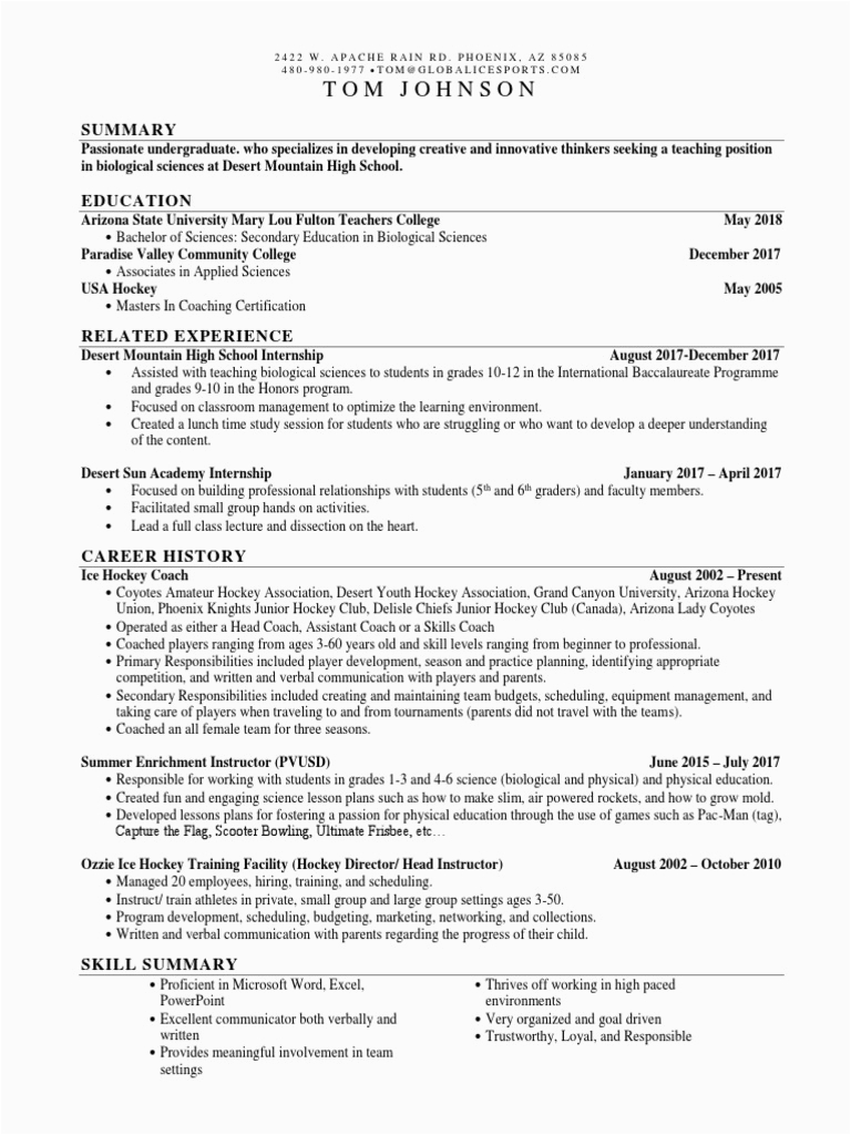 Resume with Bachelor S Degree Sample tom Johnson Resume 2017 Bachelor S Degree