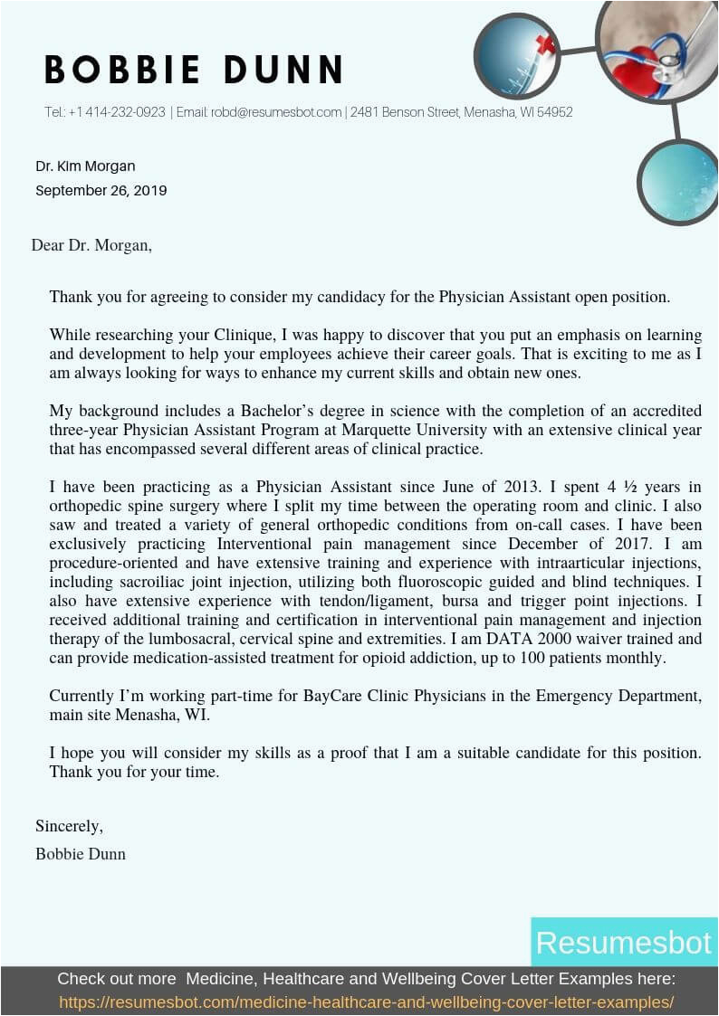 Sample Cover Letter for Physician assistant Resume Physician assistant Cover Letter Samples & Templates [pdf