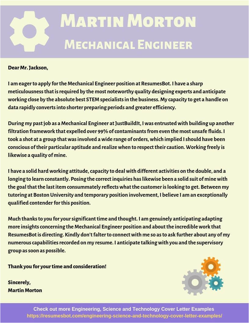 Sample Cover Letter for Resume Mechanical Engineer Mechanical Engineer Cover Letter Samples & Templates [pdf