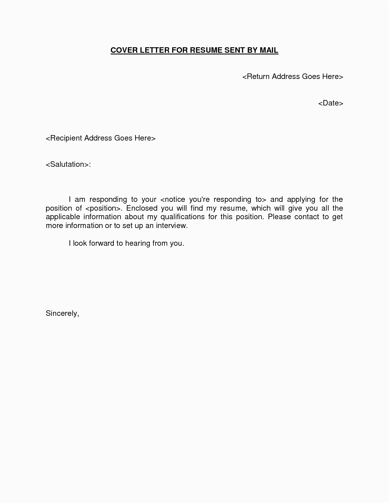 Sample Cover Letter for Sending Resume Resume and Cover Letters