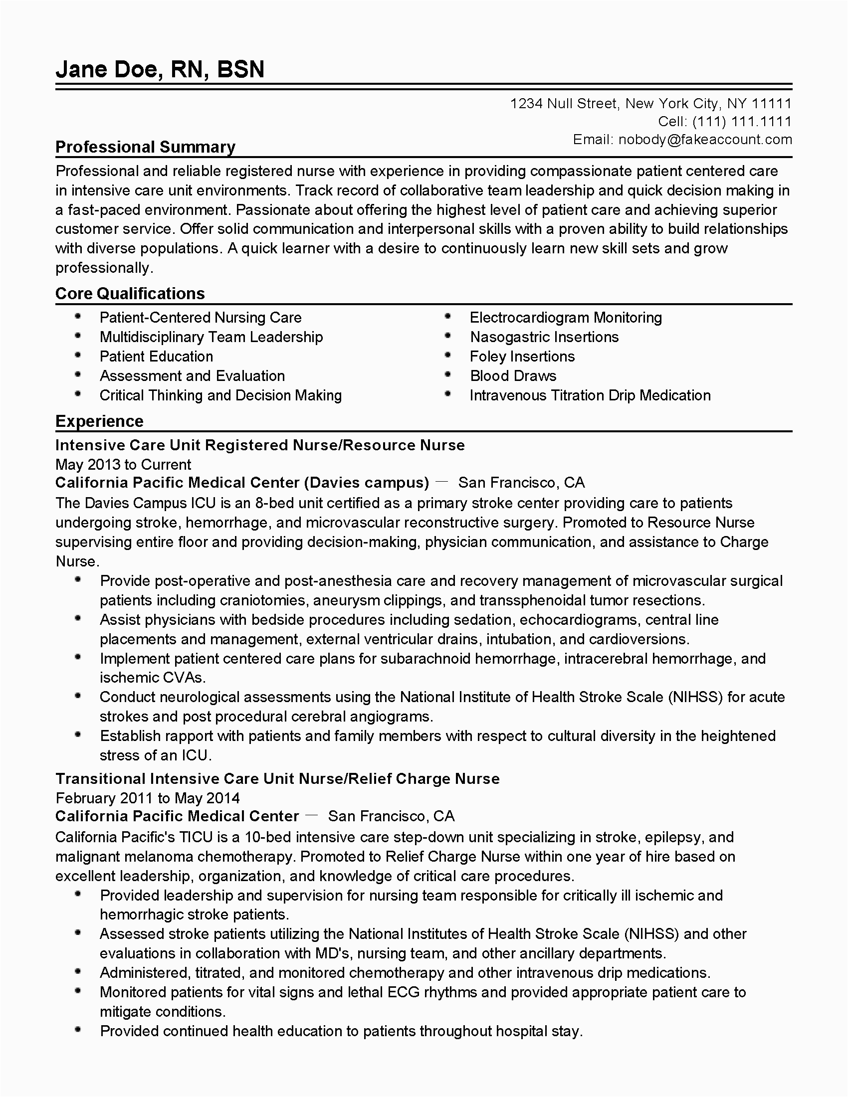Sample Professional Summary for Nursing Resume Image Result for Registered Nurse Resume Summary Examples