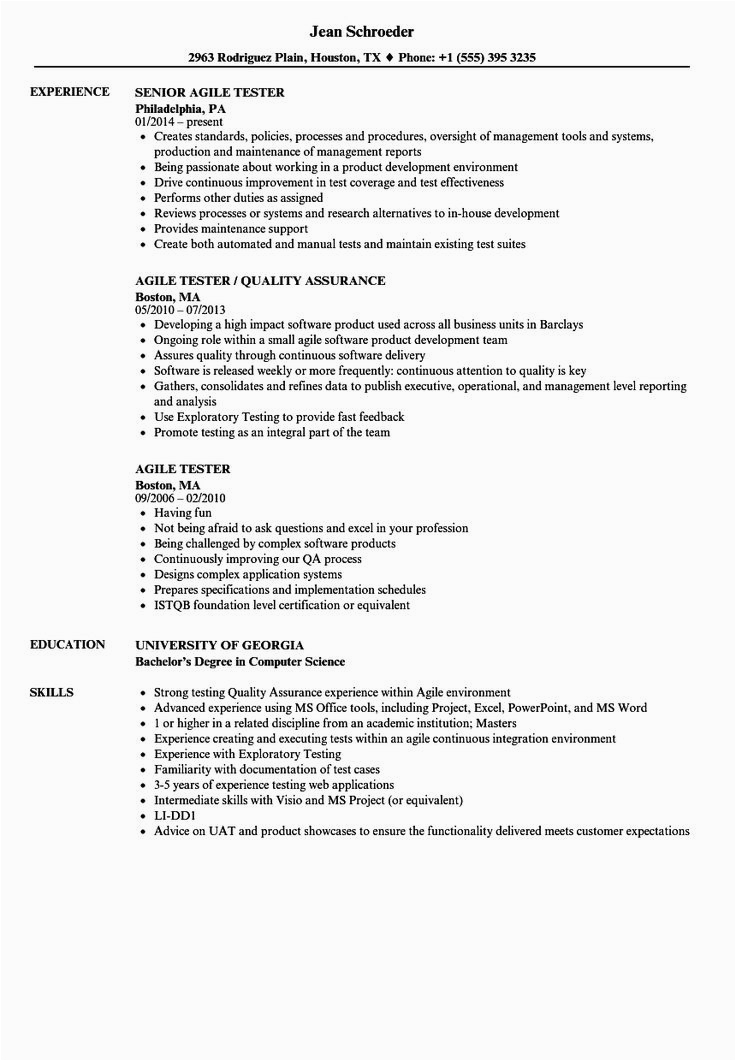 Sample Qa Resume with Agile Experience Agile Project Manager Resume Inspirational Agile Tester