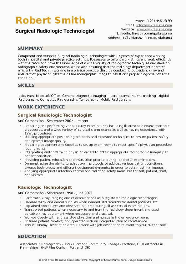 Sample Radiologic Technologist Resume with No Experience Radiologic Technologist Resume Samples