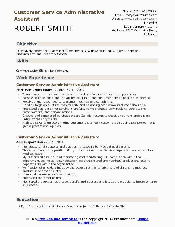 Sample Resume Administrative assistant Customer Service Customer Service Administrative assistant Resume Samples