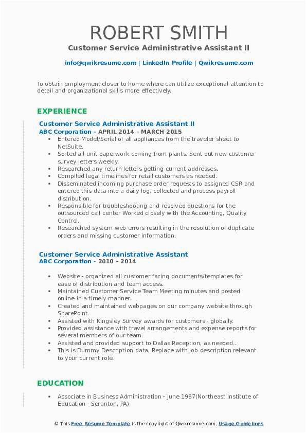 Sample Resume Administrative assistant Customer Service Customer Service Administrative assistant Resume Samples