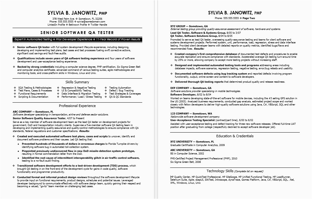 Sample Resume for An Experienced Qa software Tester Experienced Qa software Tester Resume Sample