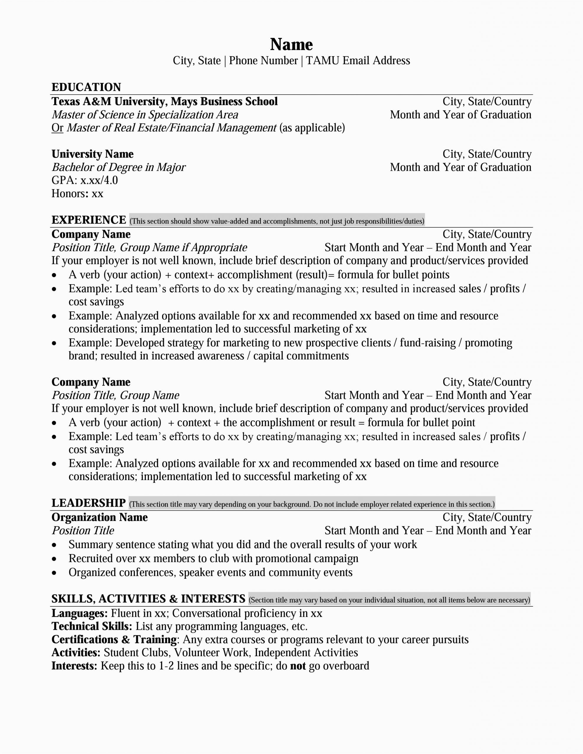 Sample Resume for Applying Ms In Us Mays Masters Resume format – Career Management Center