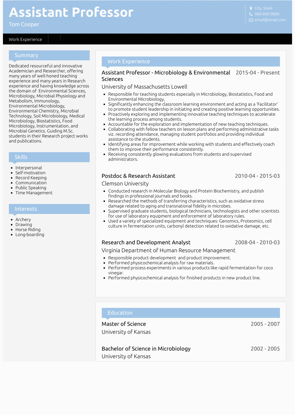 Sample Resume for assistant Professor Fresher assistant Professor Resume Samples and Templates