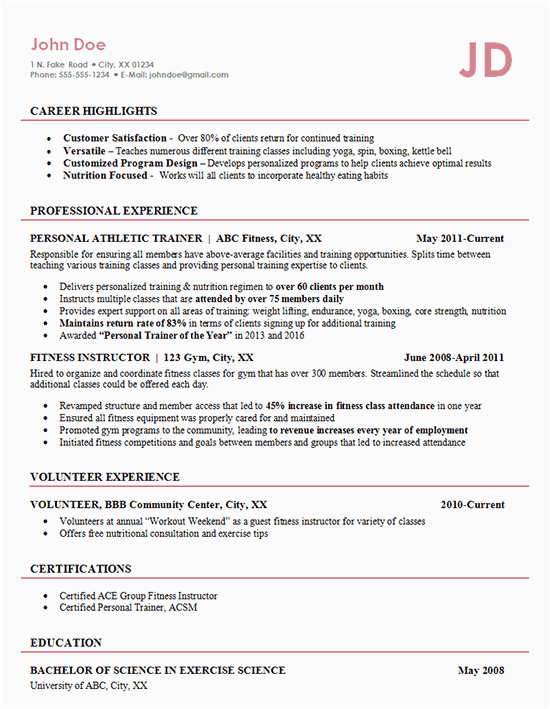 Sample Resume for athletic Trainer Position athletic Trainer Resume Example Fitness Management