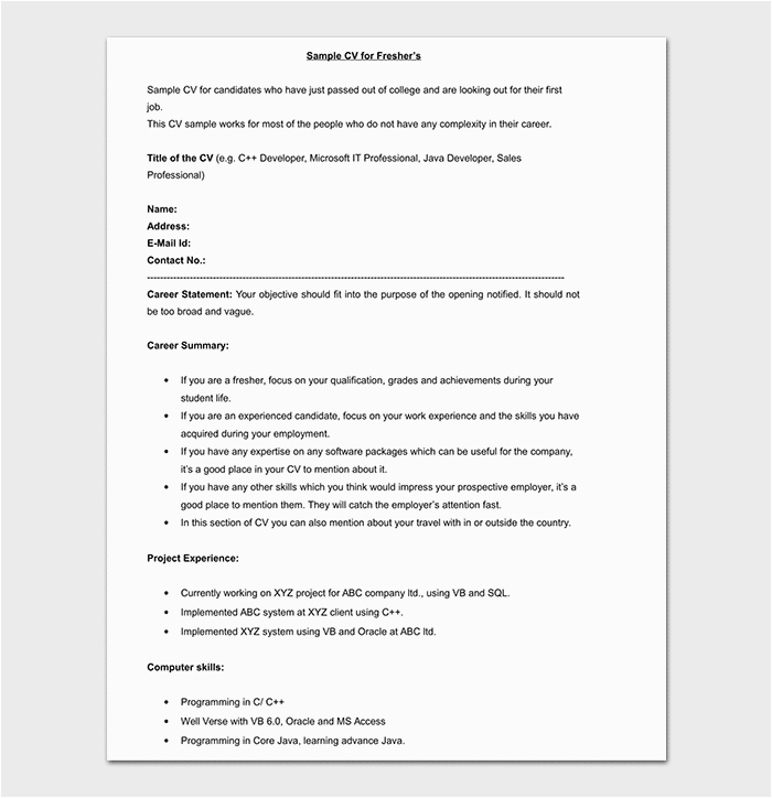 Sample Resume for Bpo Jobs Freshers Bpo Resume Template 15 Samples & formats