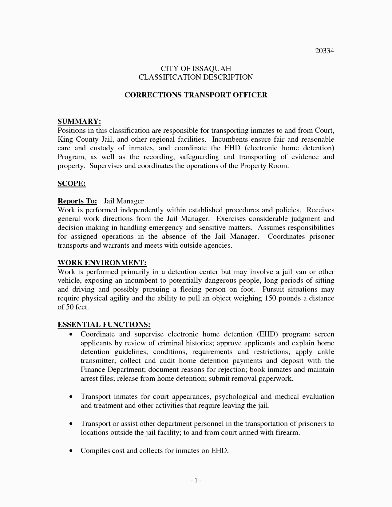 Sample Resume for Correctional Officer with No Experience Correctional Ficer Resume No Experience