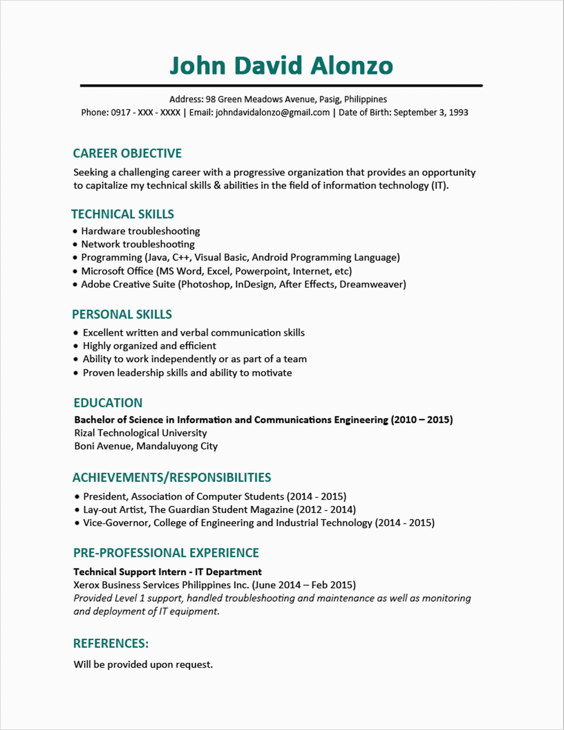 Sample Resume for Cpa Fresh Graduate Philippines Sample Resume format for Fresh Graduates E Page format