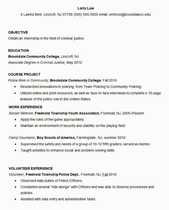 Sample Resume for Criminal Justice Student Resume Templates – 127 Free Samples Examples & format