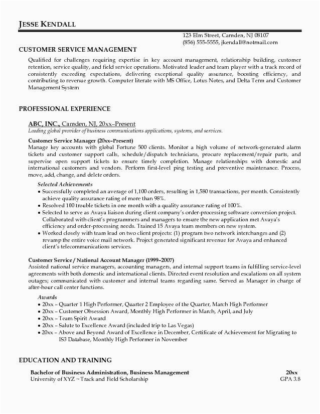 Sample Resume for Customer Care Executive In Bpo Customer Service Manager Resume Umecareer