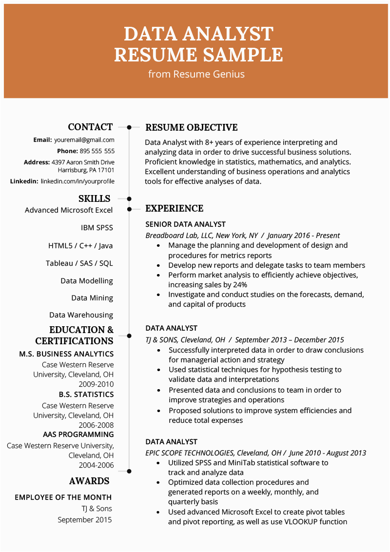 Sample Resume for Data Analyst Freshers Resume for Data Analyst Fresher