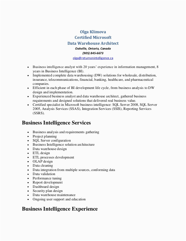 Sample Resume for Data Warehouse Analyst Sample Data Warehouse Business Analyst Resume south