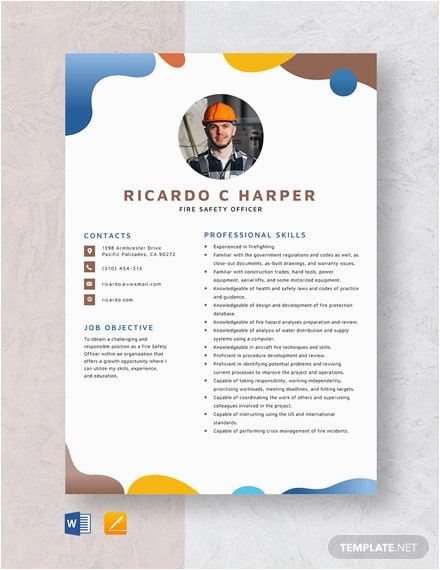 Sample Resume for Fire and Safety Officer Fire Safety Ficer Resume Template Word