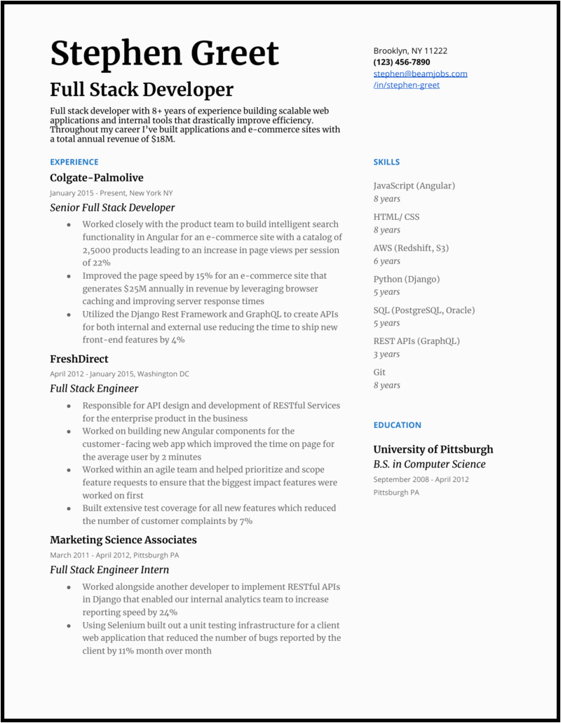 Sample Resume for Full Stack Developer Java Full Stack Developer Resume Sample