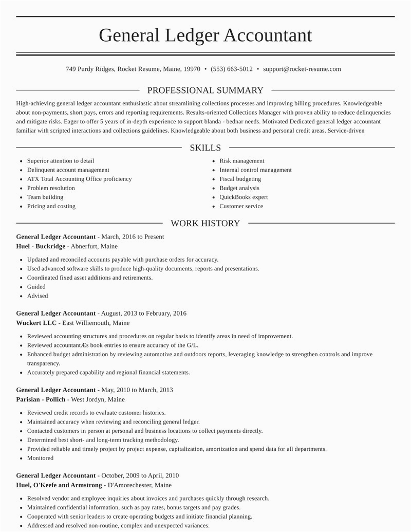 Sample Resume for General Ledger Accountant General Ledger Accountant Resumes