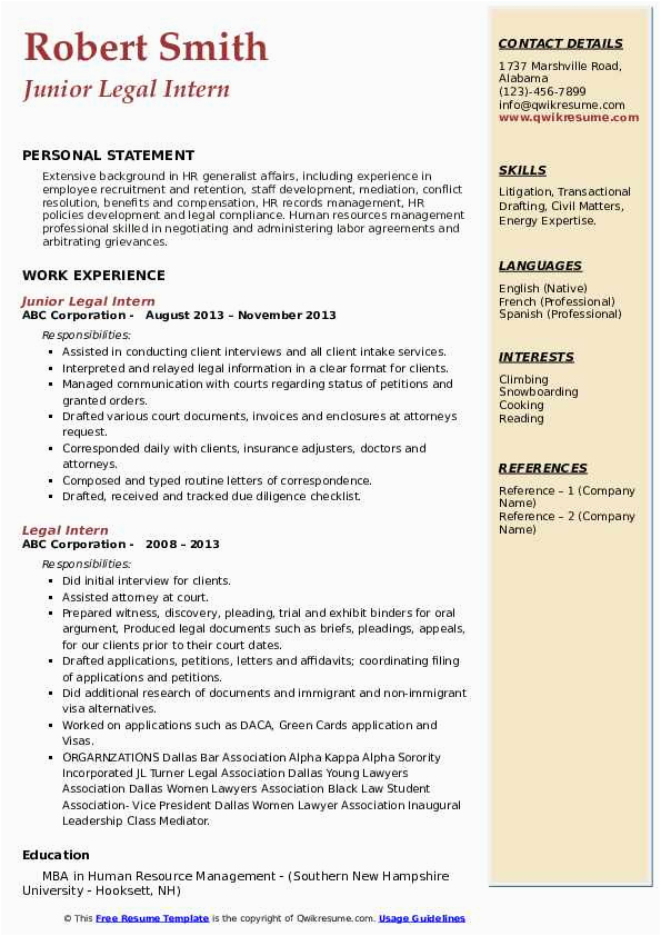 Sample Resume for Internship In Law Firm Law Internship Resume Examples Best Resume Examples